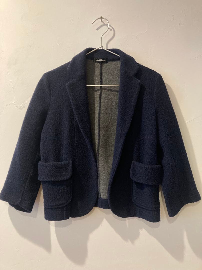 トリココムデギャルソン テーラードジャケット ウール ボタンレス