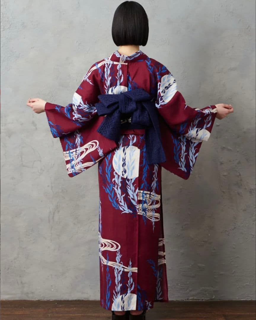 ふりふ浴衣「 NaturalFurifu 月と柳 」