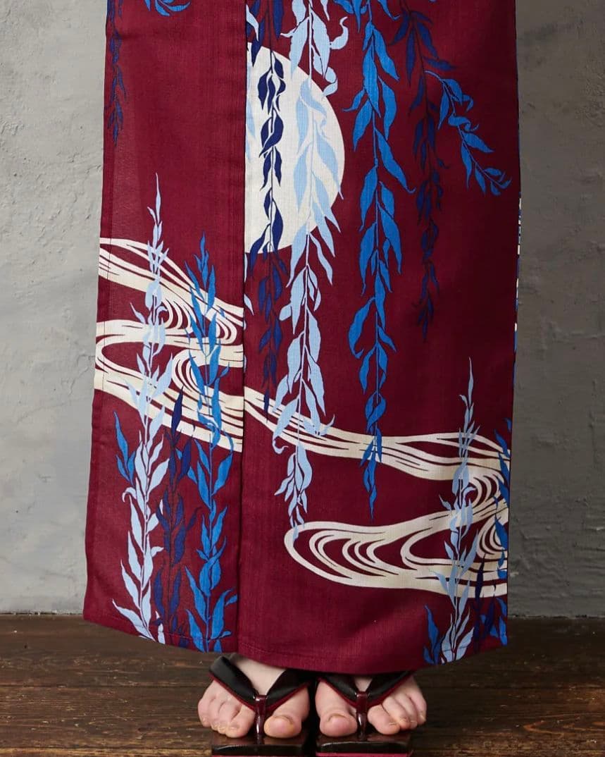 ふりふ浴衣「 NaturalFurifu 月と柳 」