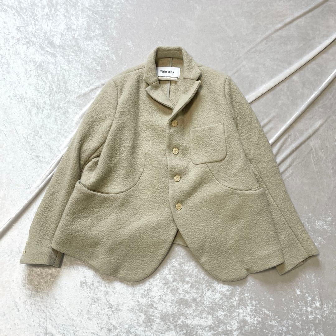 ヴェリテクール ベージュ テーラードジャケット ウール混合
