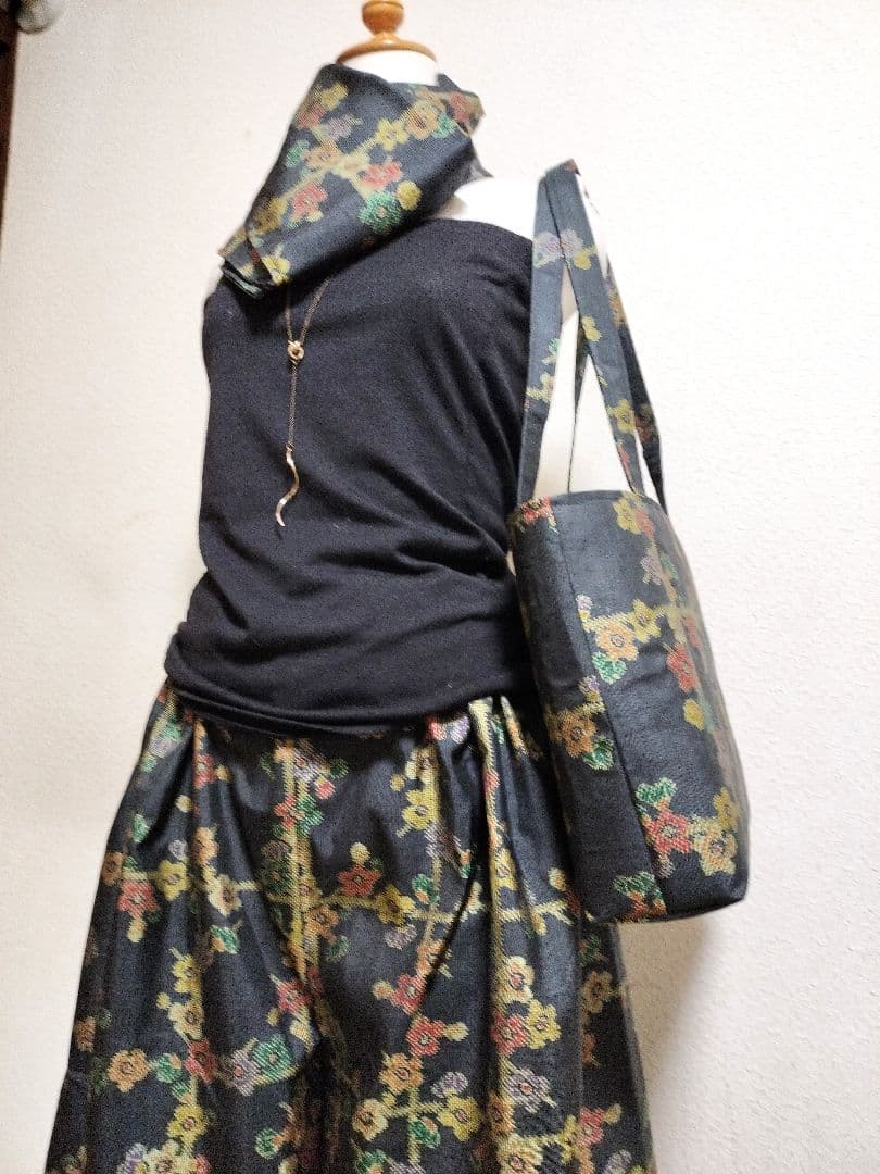 1580+1535　たっかこ☆大島紬ガウチョ＆ストール+ショルダー留袖