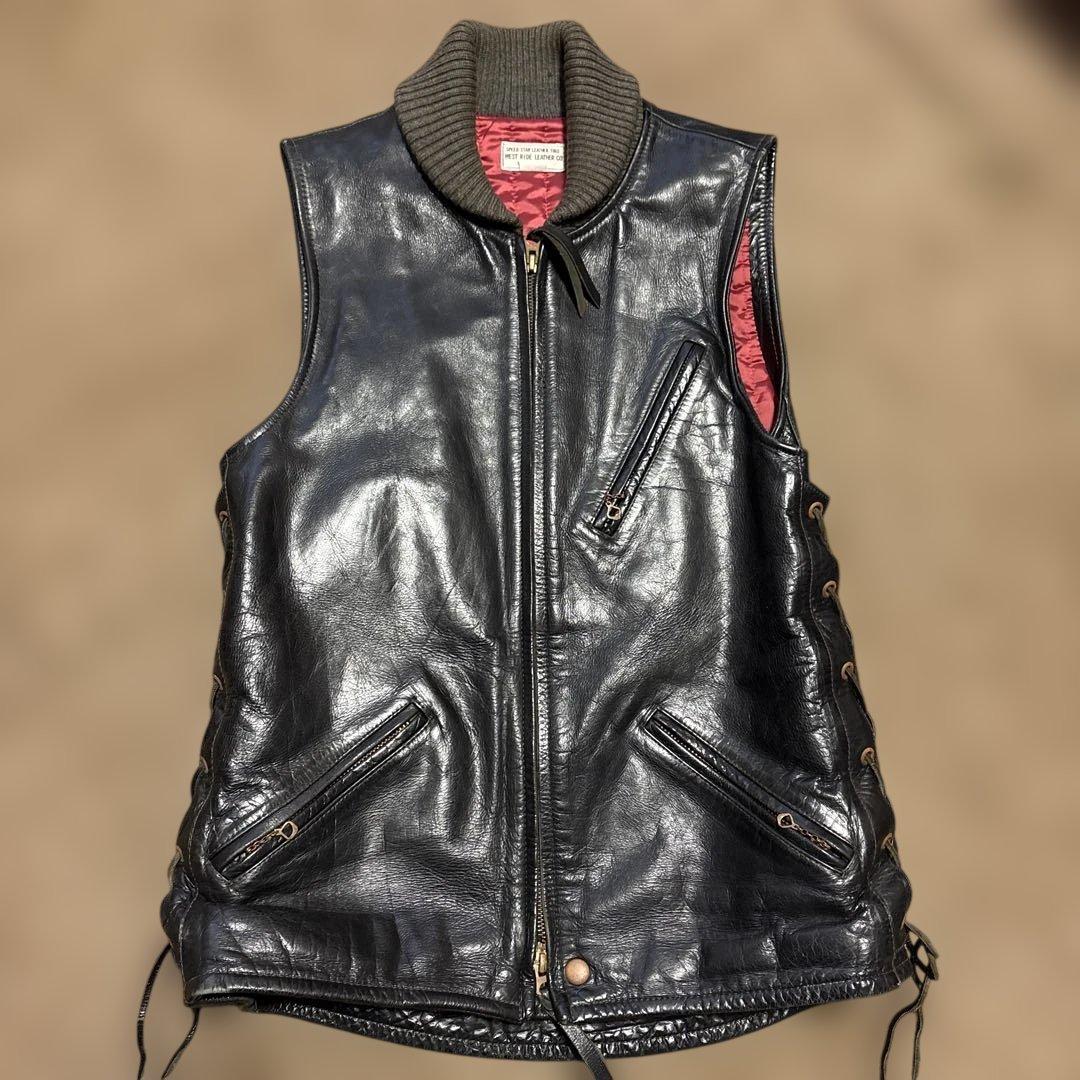 カ*シ様 ジャンク品　36inch ウエストライド　レザーベスト