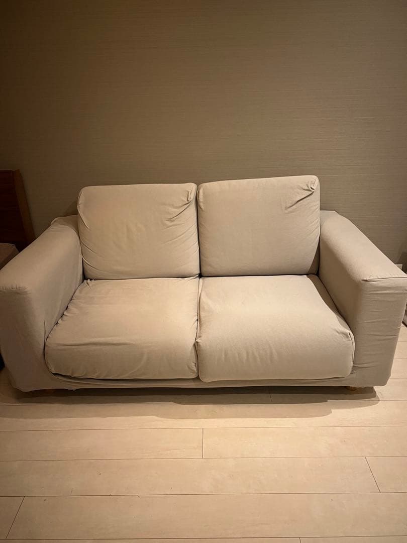 無印良品 2人掛けソファ ベージュ シンプルデザイン　カバー付