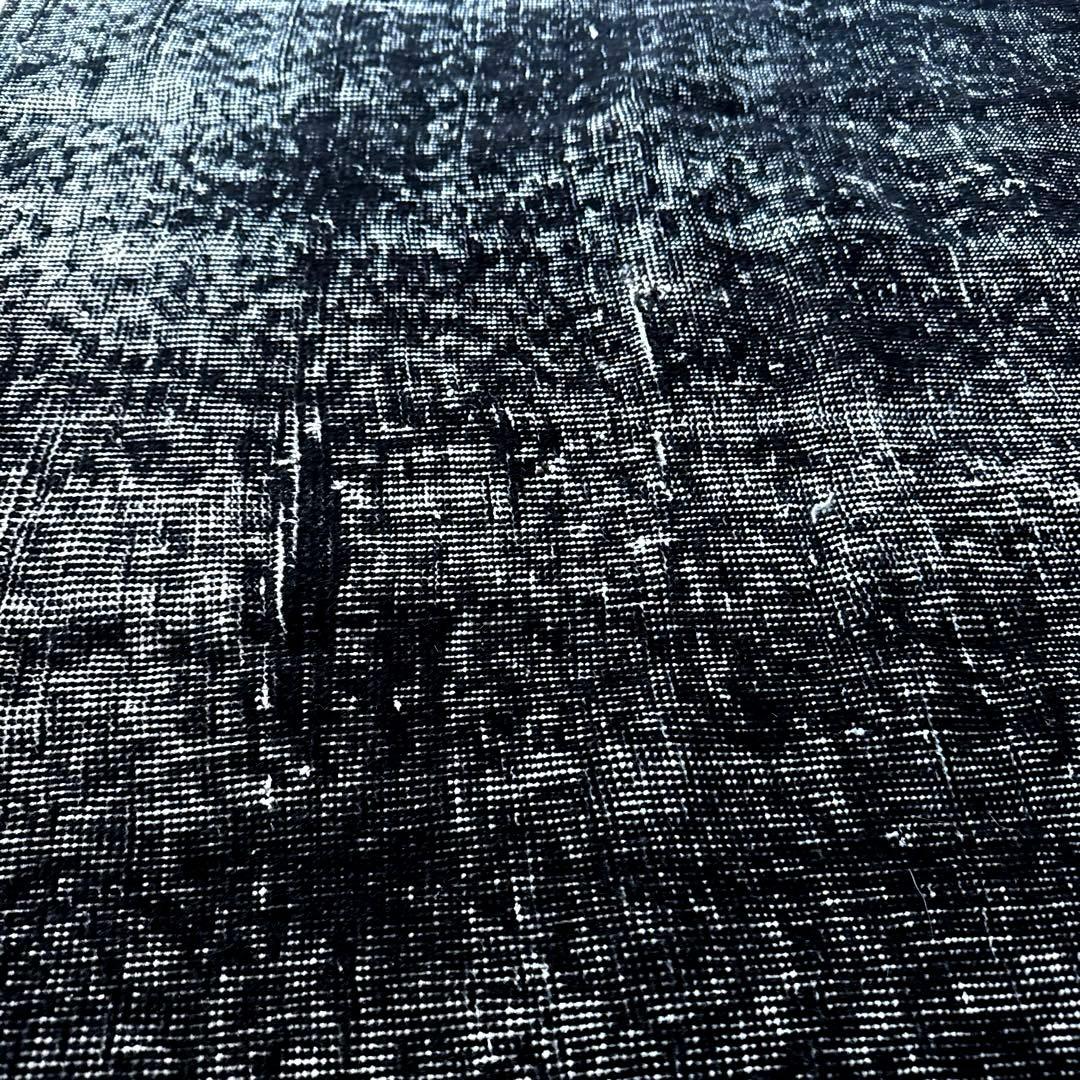 101-109×229 ブラックオーバーダイ　ワンカラー　トルコヴィンテージラグ