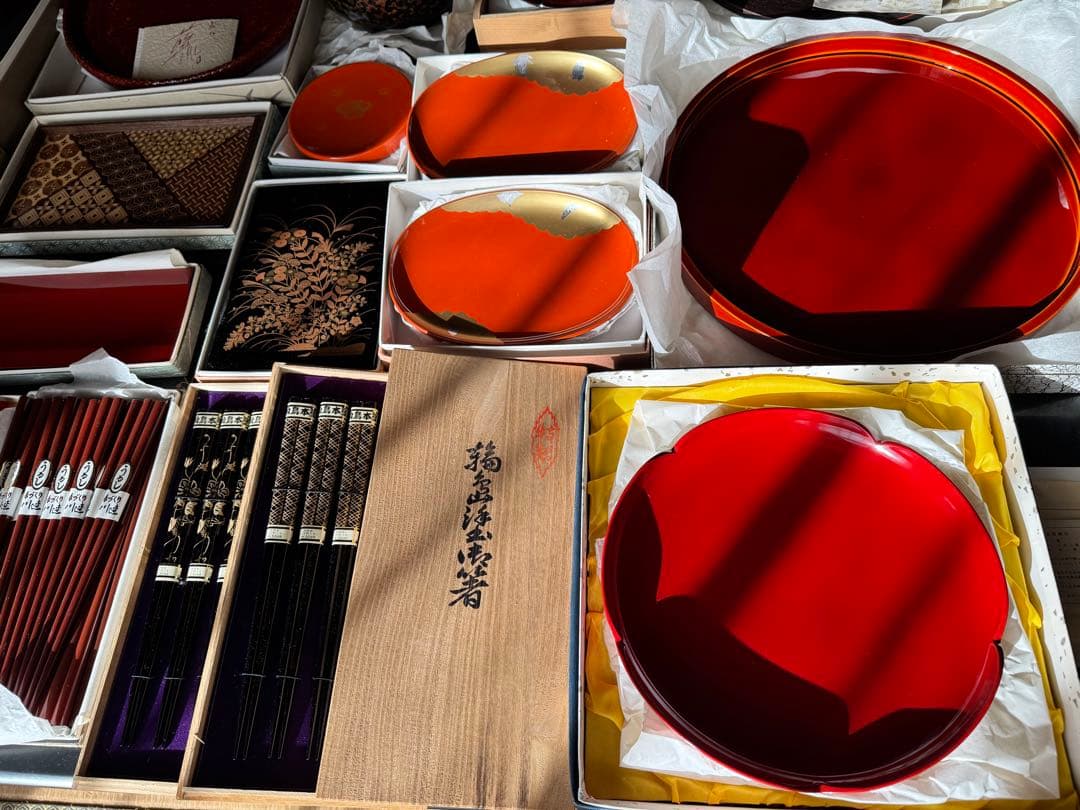 ラ*ん様 漆器 輪島塗・鎌倉彫等 お盆 重箱 茶筒 茶匙 お椀