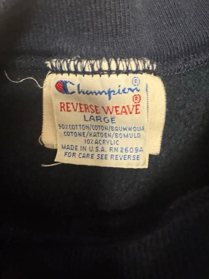 Champion リバースウィーブ 90s スウェット ネイビー 3段プリント