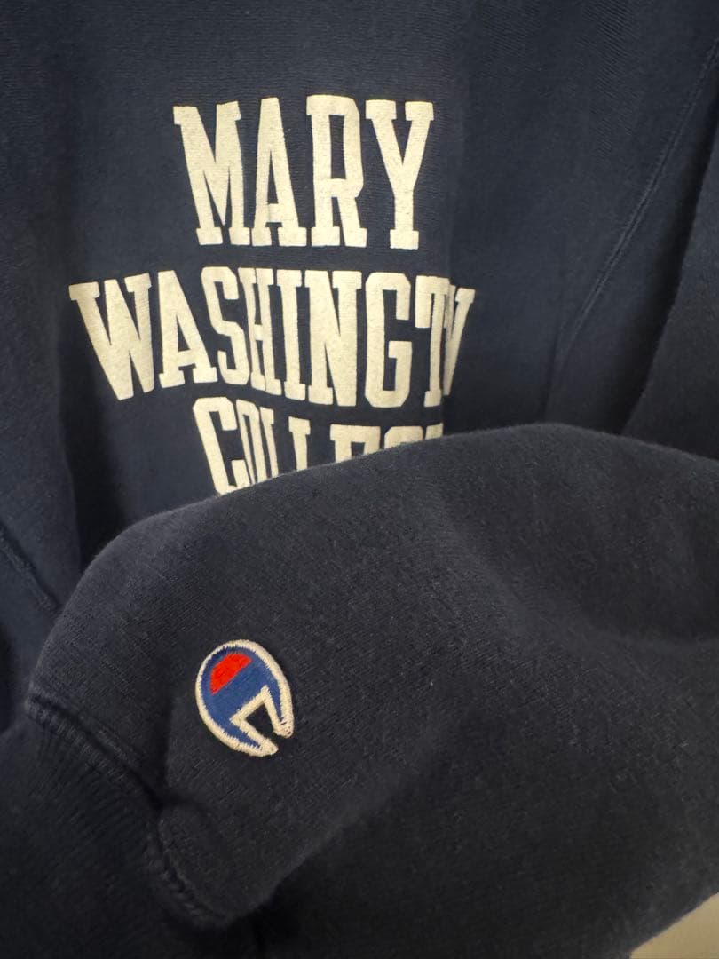 Champion リバースウィーブ 90s スウェット ネイビー 3段プリント