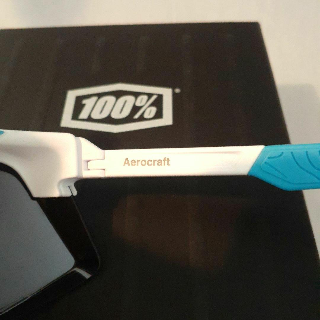 100% Aerocraft ホワイト ブルー ワンハンドレッド サングラス