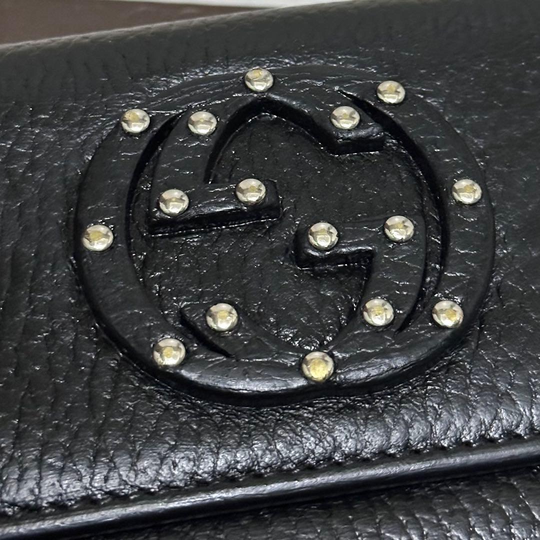 GUCCI グッチ　長財布　スタッズ　インターロッキング　GG ブラック