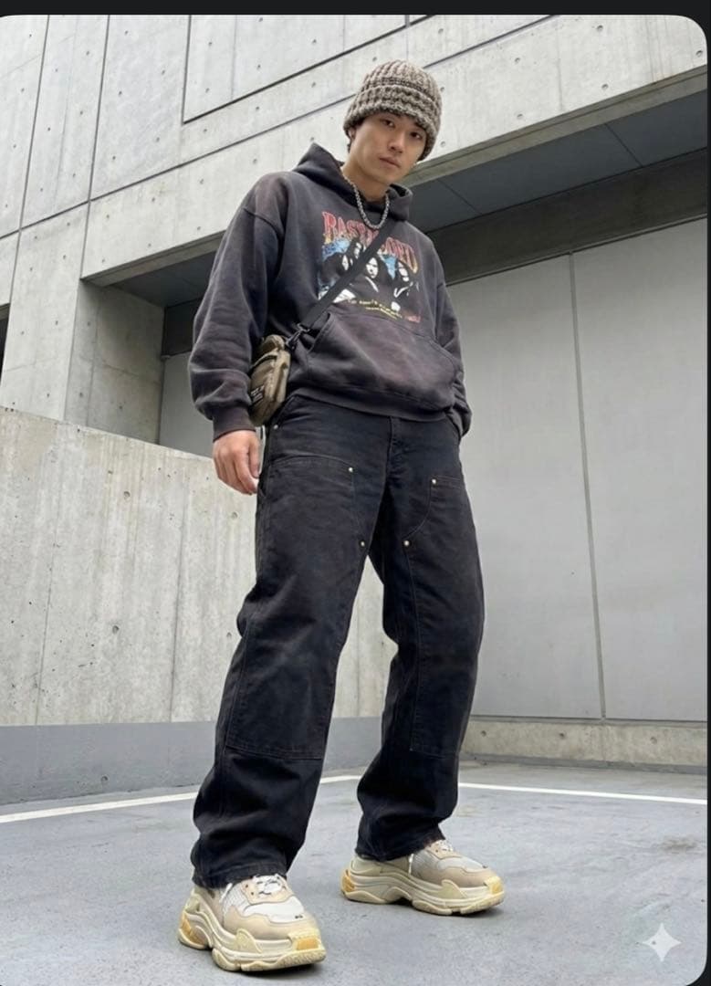 358 Carhartt B01 BLK USA製 ダブルニー ダックパンツ