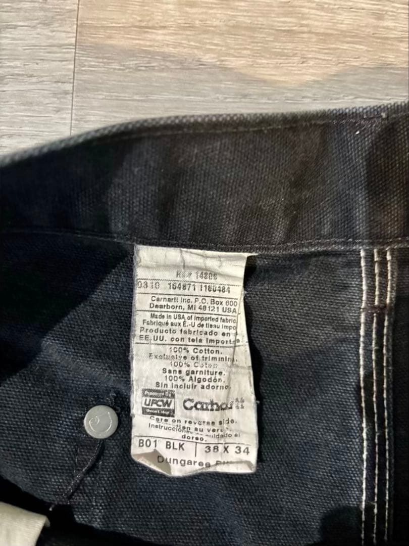 358 Carhartt B01 BLK USA製 ダブルニー ダックパンツ