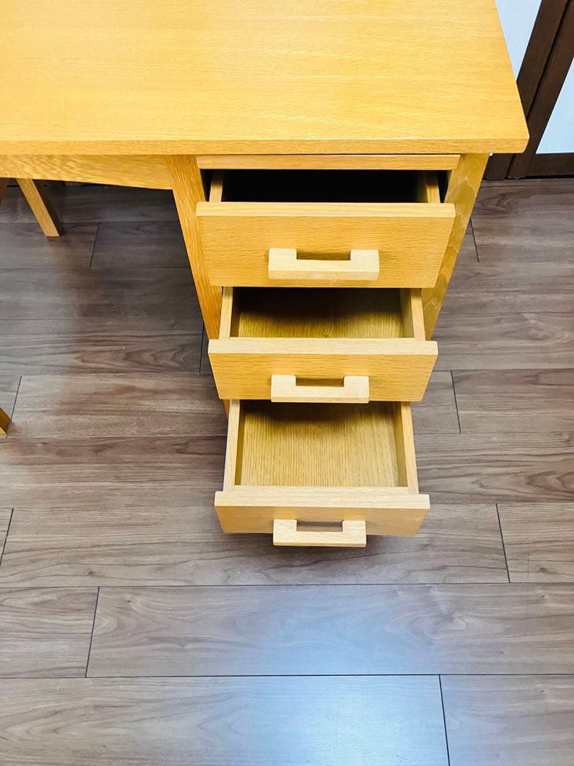 unico★パソコンデスク★学習机★ナチュラルウッド 3段引き出し