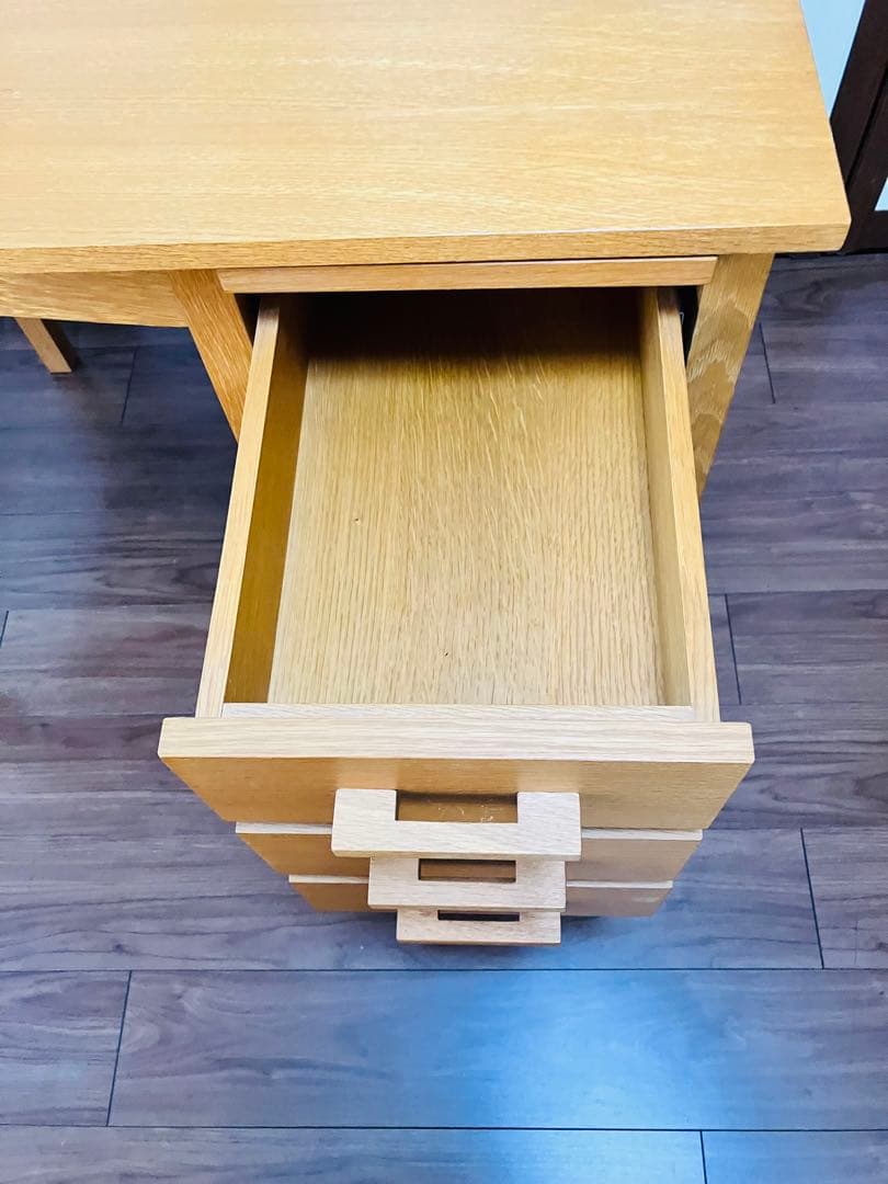 unico★パソコンデスク★学習机★ナチュラルウッド 3段引き出し