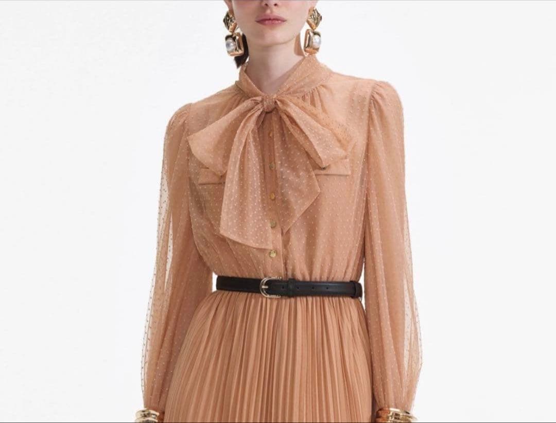 25新作♡ SelfPortrait タンドットメッシュマキシドレス♡UK4