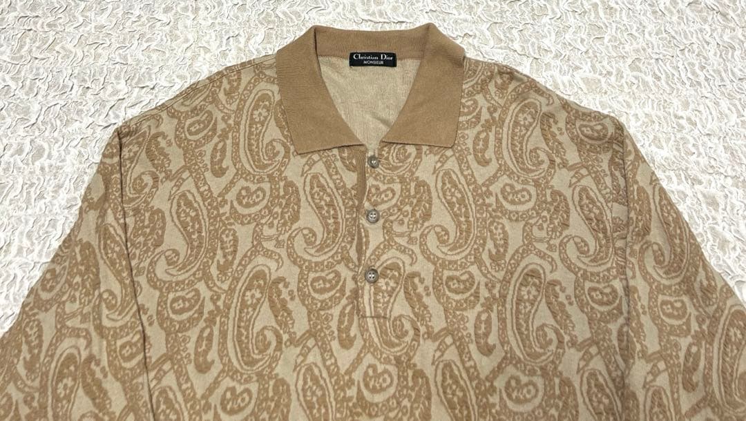 【希少】 Christian Dior コットンニット ペイズリー ポロシャツ