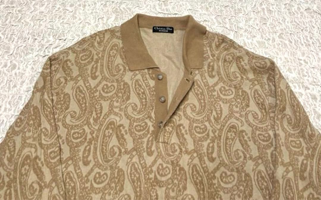 【希少】 Christian Dior コットンニット ペイズリー ポロシャツ