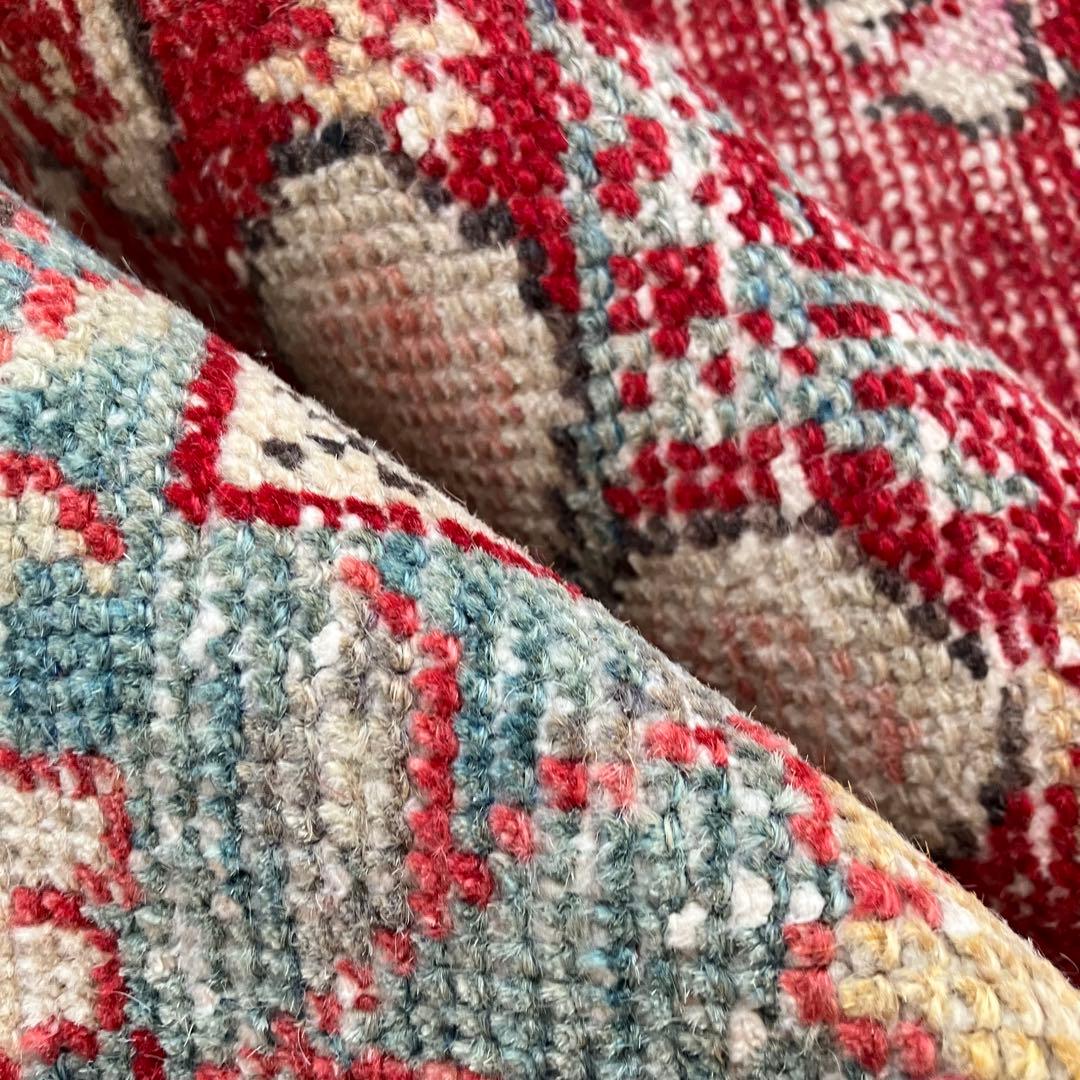 レア貴重✳︎大判　ギュネイラグ　レッド　淡いブルー　ピンク　トルコヴィンテージラグ