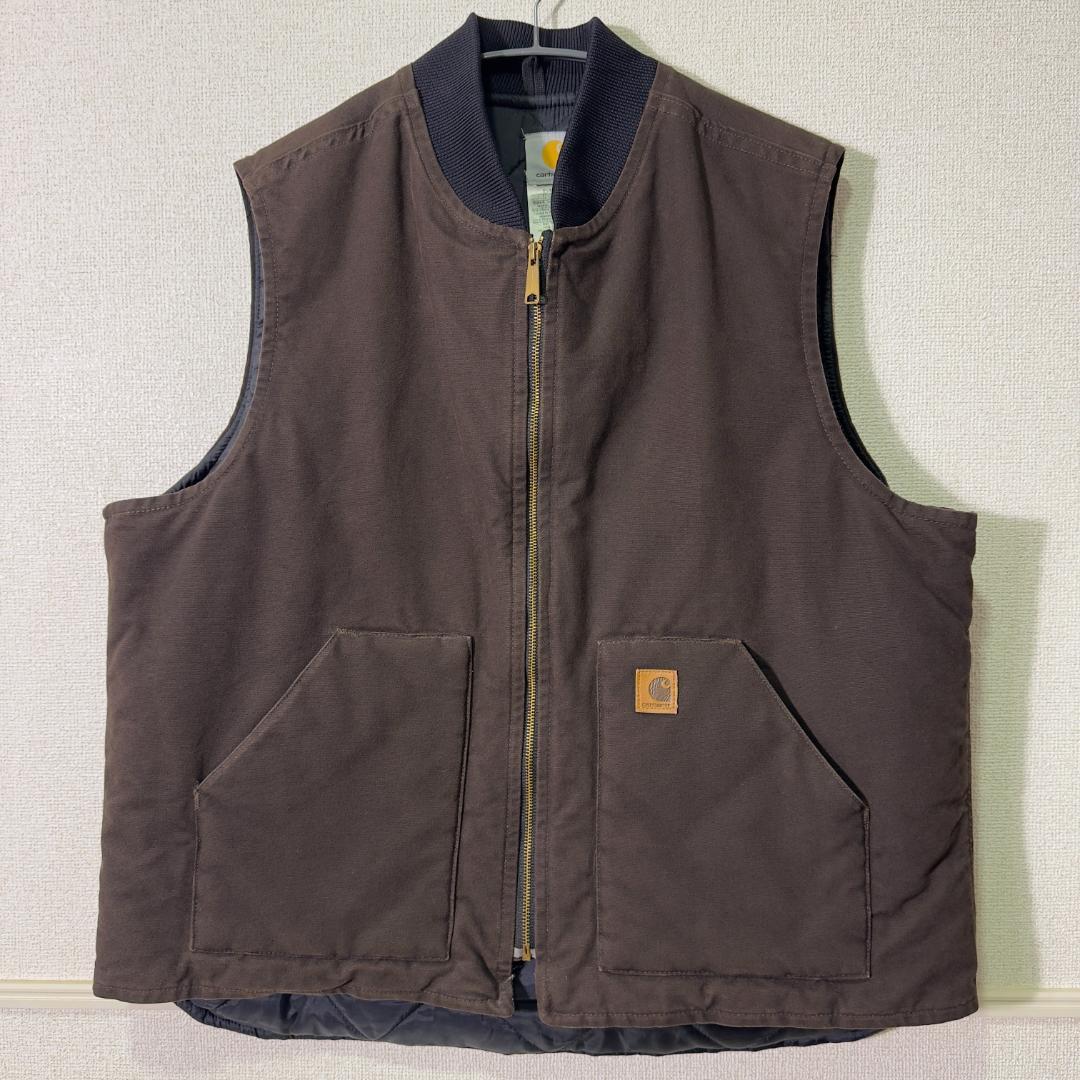 カーハート ダックベスト V02 DKB ブラウン 2XL メキシコ製