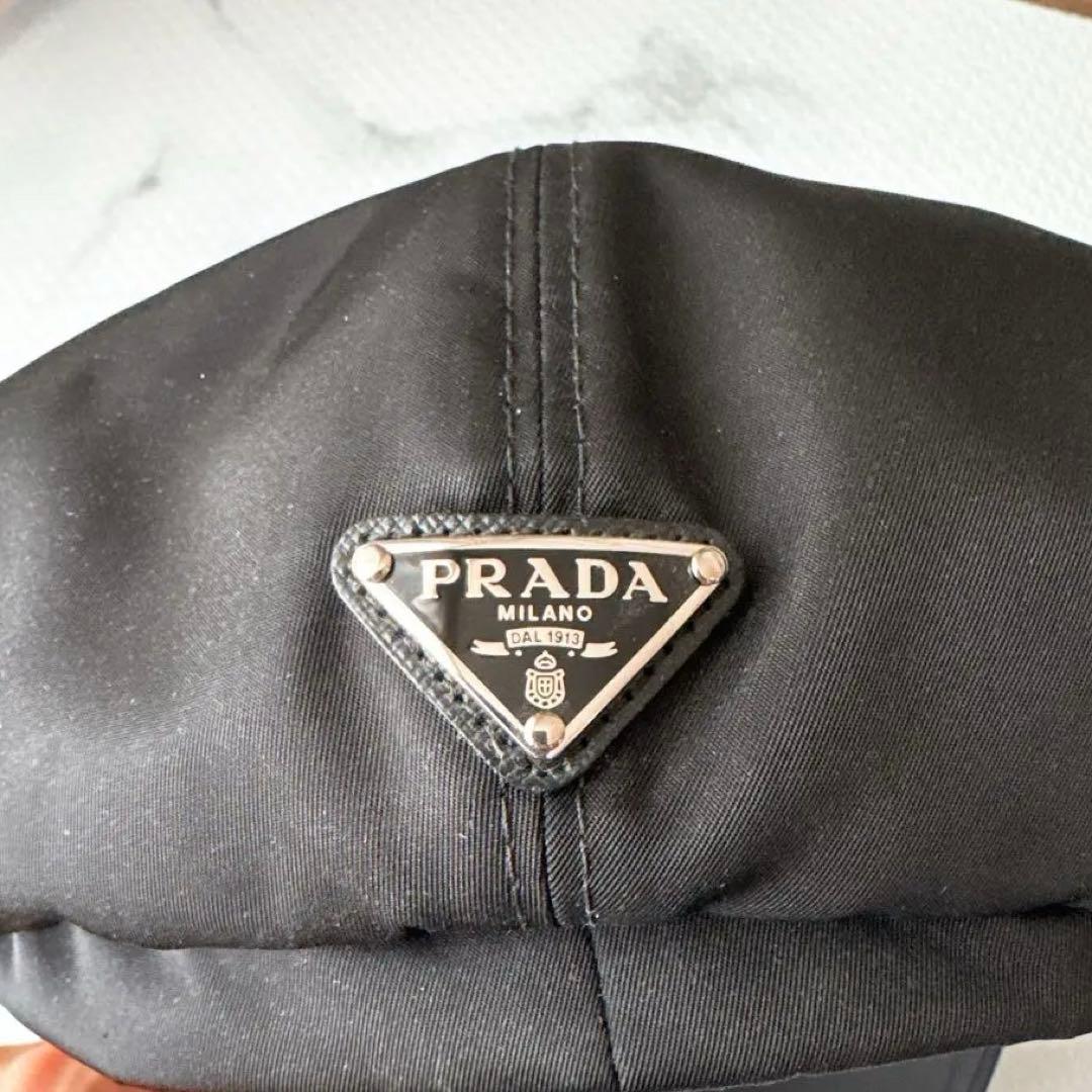 PRADA ブラックナイロンキャスケット L レディース