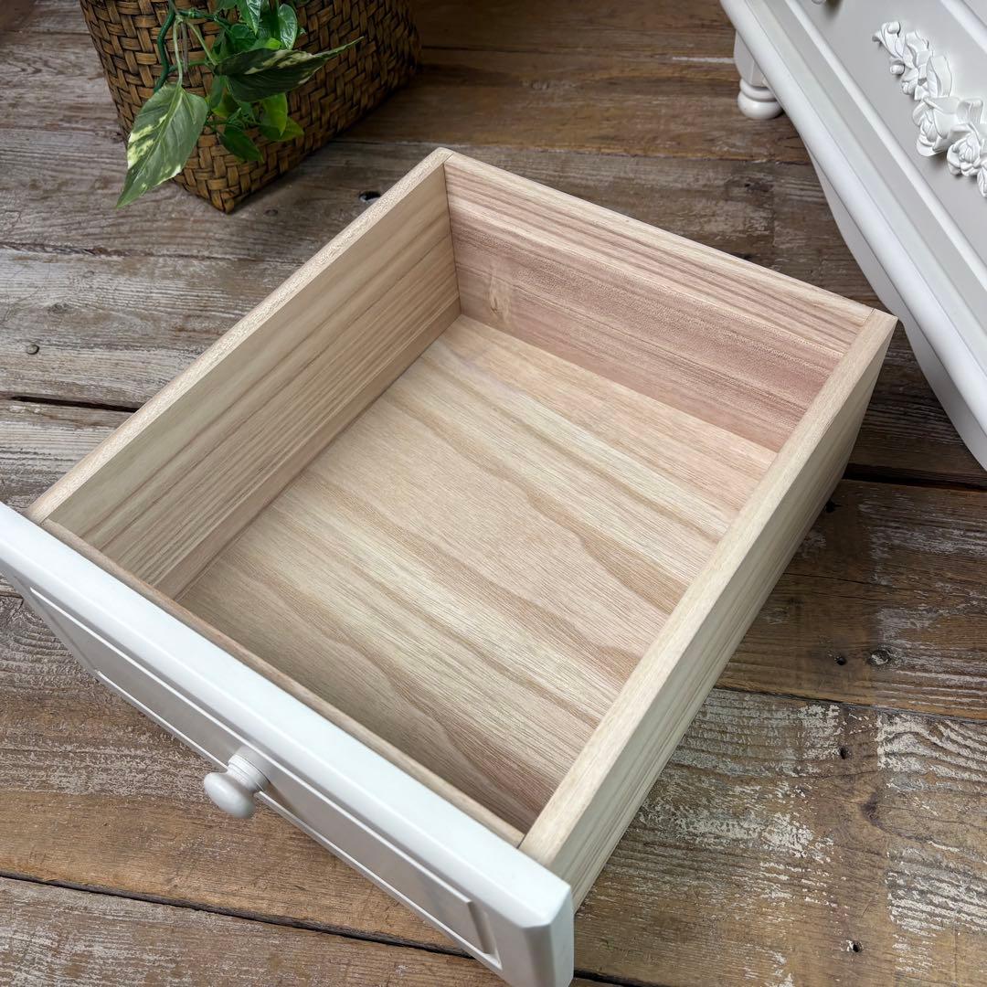 訳あり品【128】フレンチカントリー調ホワイトチェスト四段五つ引き木製タンス収納