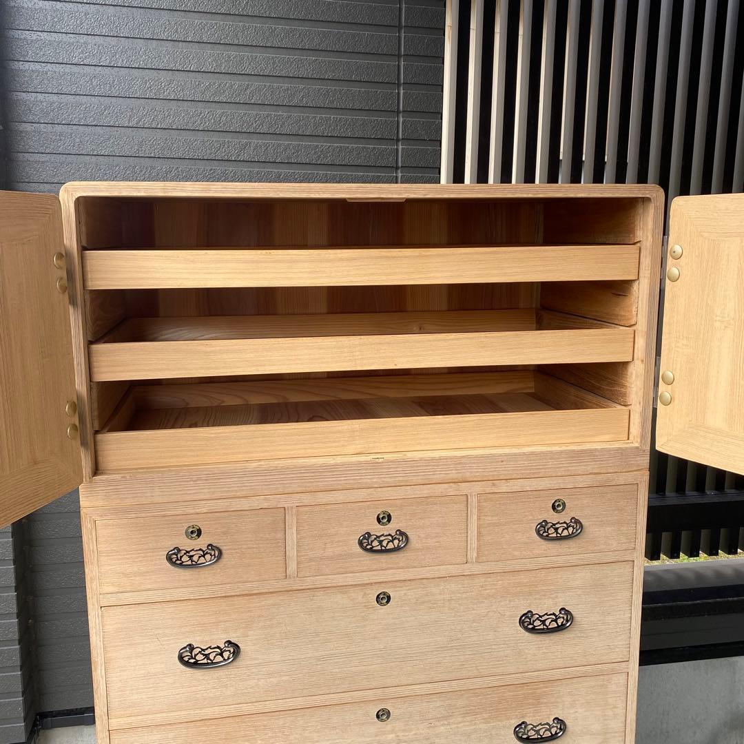 自宅保管 総桐箪笥 飾り金具 和箪笥 着物箪笥 3分割 昭和レトロ アンティーク