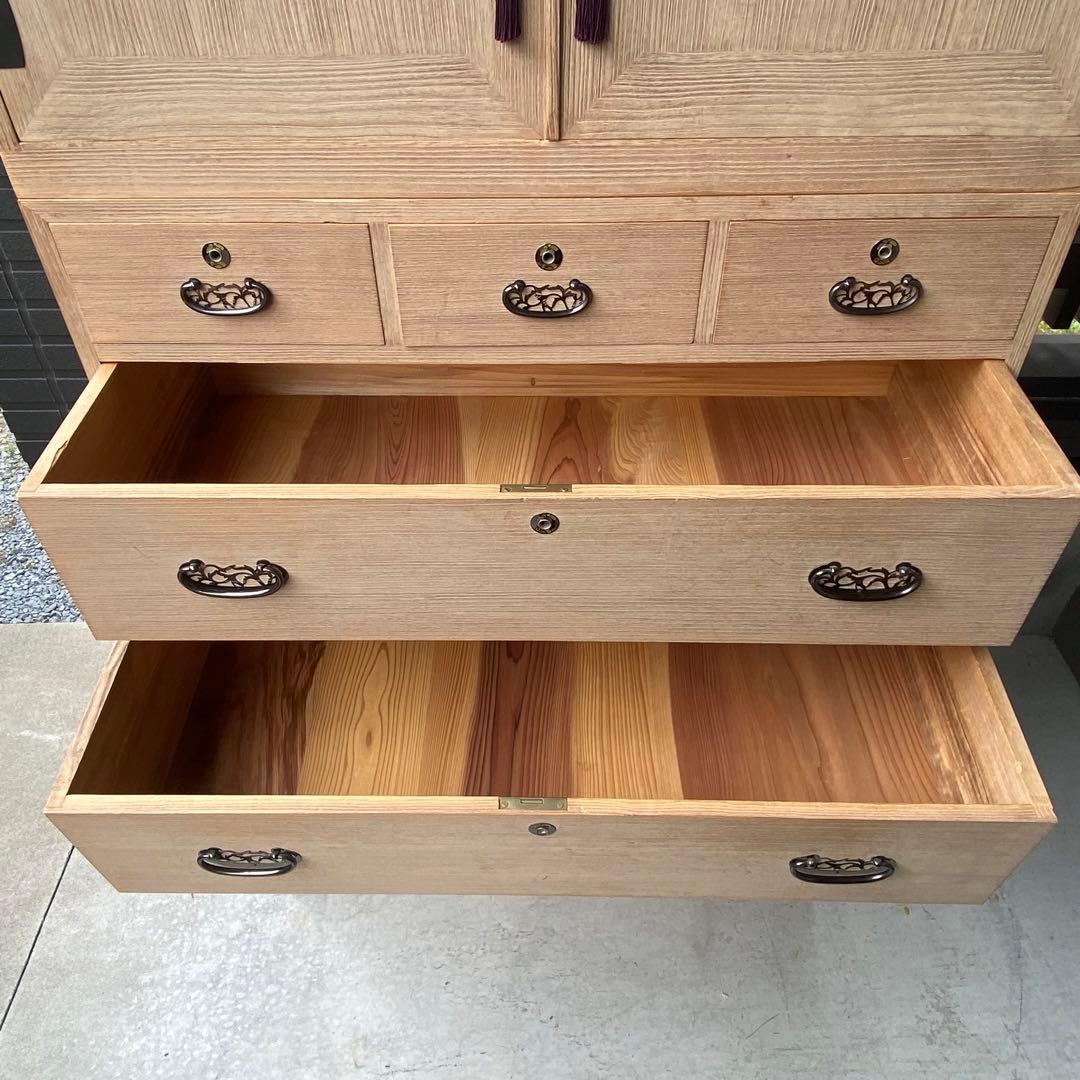 自宅保管 総桐箪笥 飾り金具 和箪笥 着物箪笥 3分割 昭和レトロ アンティーク