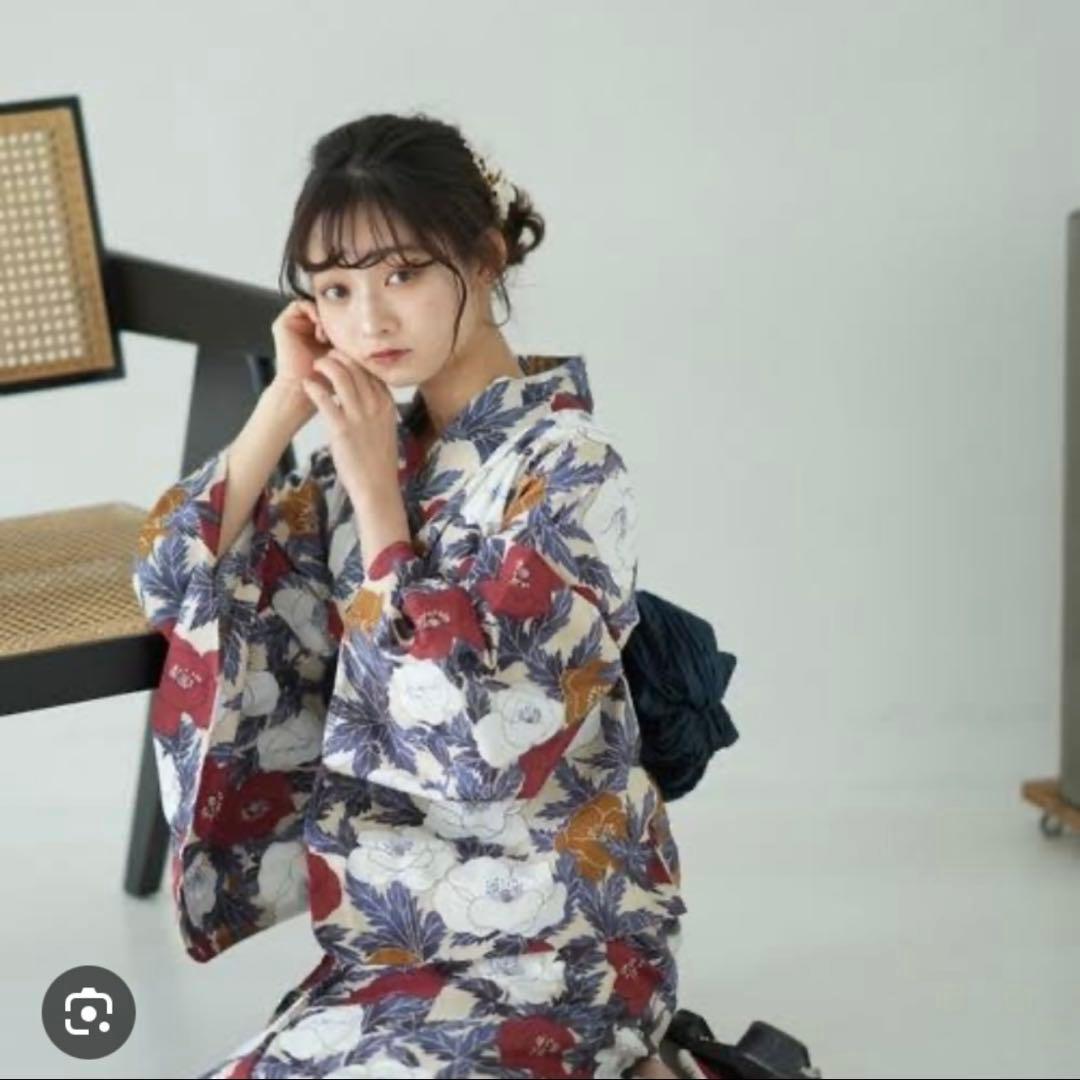 utatane ニコアンティーク和歌山染工　浴衣　ネイビー　セット　帯　兵児帯