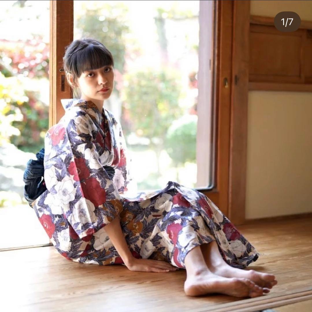 utatane ニコアンティーク和歌山染工　浴衣　ネイビー　セット　帯　兵児帯