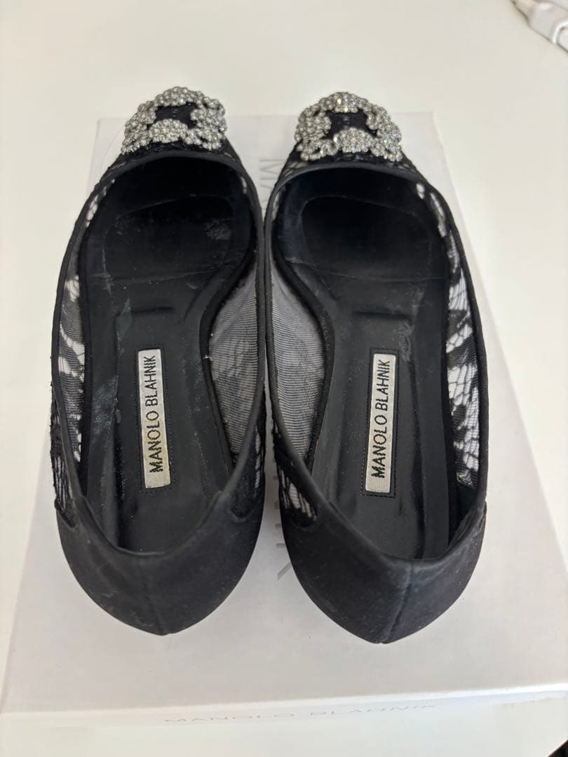 MANOLO BLAHNIK ハンギシ　レース　フラットシューズ