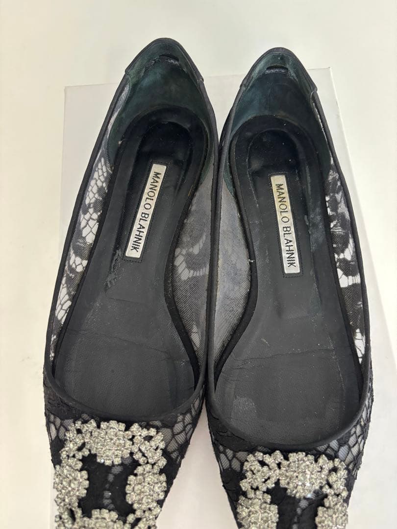 MANOLO BLAHNIK ハンギシ　レース　フラットシューズ