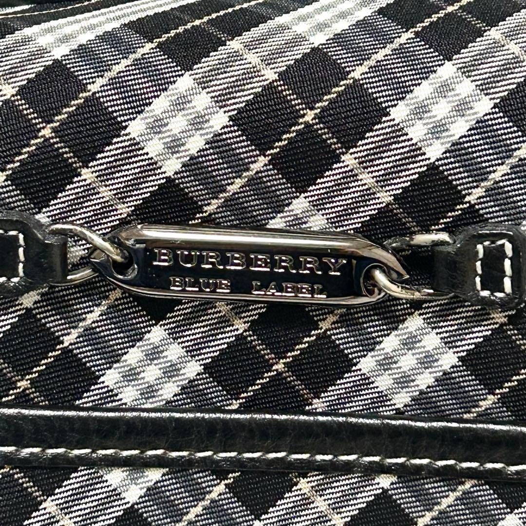 【極美品】バーバリーブルーレーベル　ミニボストンバッグ　マイクロチェック　黒