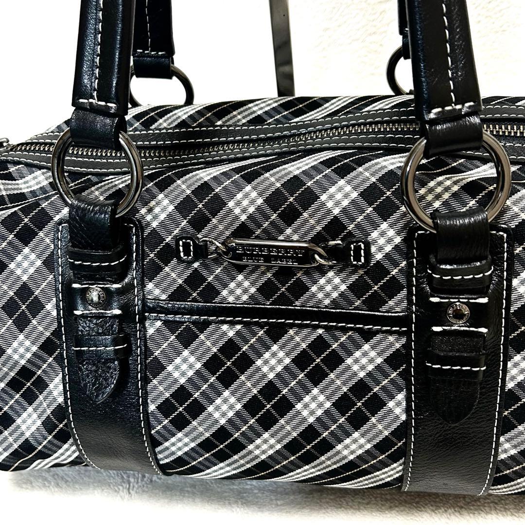 【極美品】バーバリーブルーレーベル　ミニボストンバッグ　マイクロチェック　黒