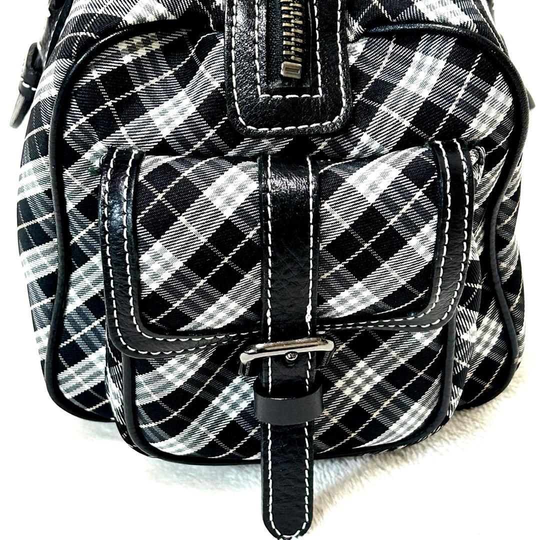 【極美品】バーバリーブルーレーベル　ミニボストンバッグ　マイクロチェック　黒