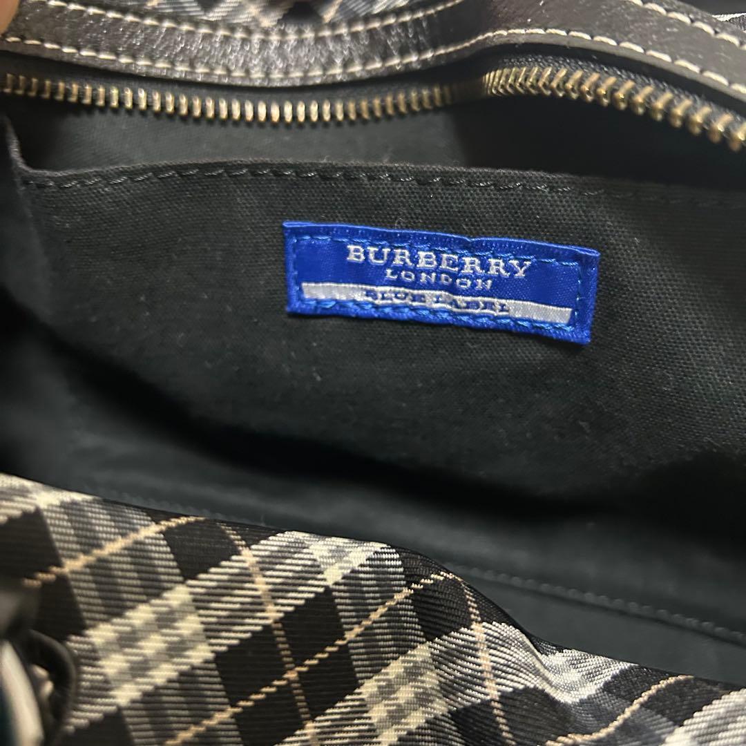 【極美品】バーバリーブルーレーベル　ミニボストンバッグ　マイクロチェック　黒