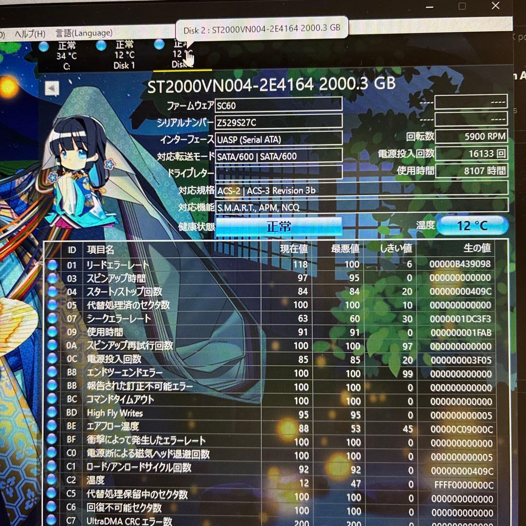 2個セット Seagate IronWolf 2TB HDD Synology用