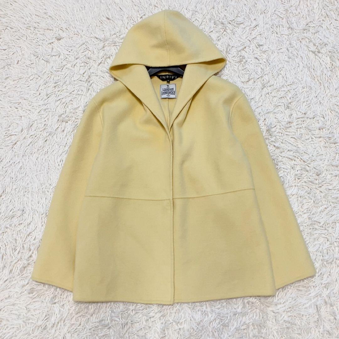 【美品】インディヴィ フーテッドリバーコート ハミルトンラムズウール 定価4万