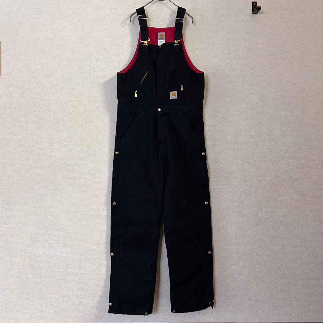 P275【裏地キルティング】【ダブルニー】カーハート オーバーオール 黒 ダック