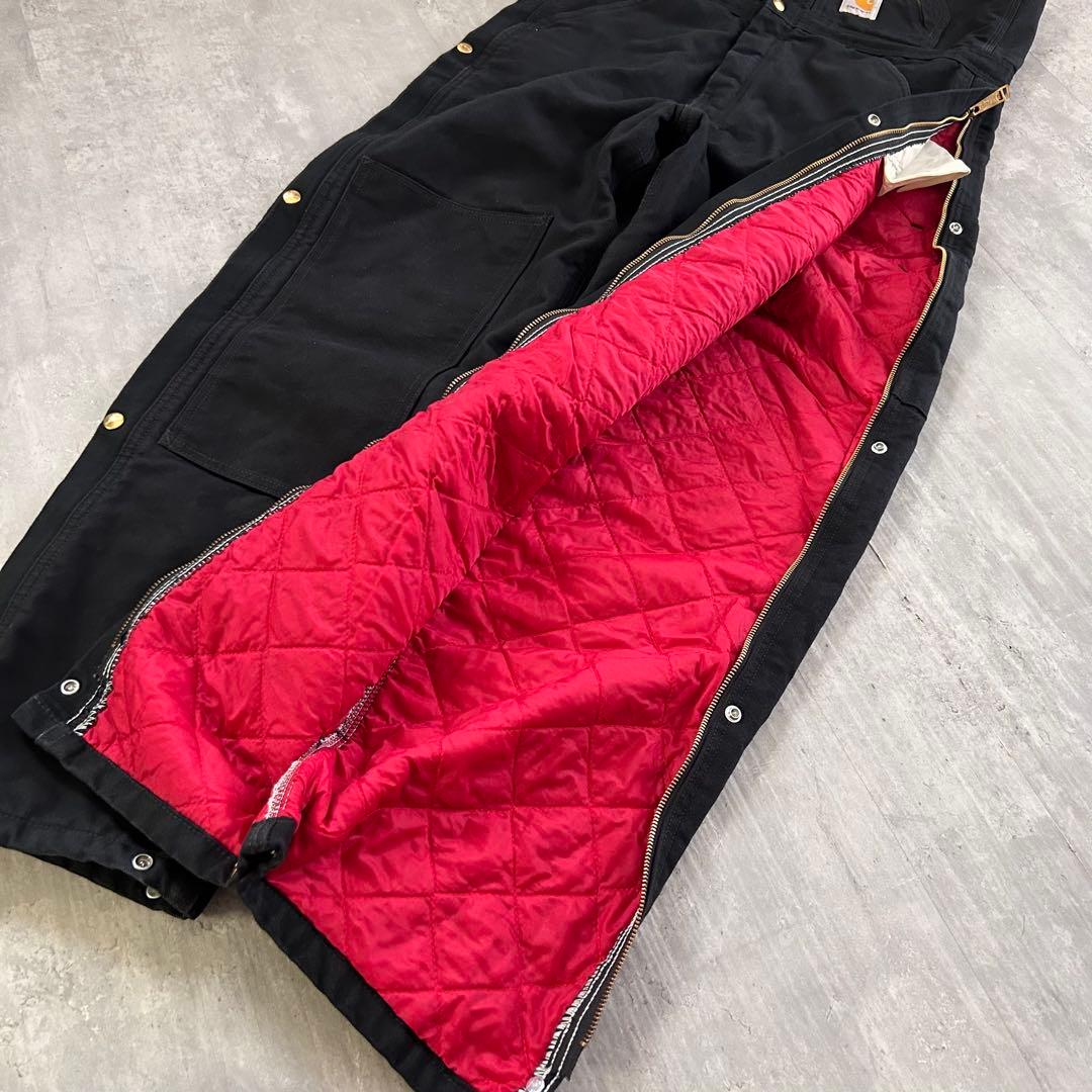 P275【裏地キルティング】【ダブルニー】カーハート オーバーオール 黒 ダック