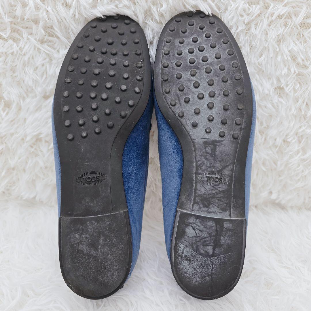 ✨美品✨TOD'S トッズ 本革 スエード ビット ローファー 青 24.5cm