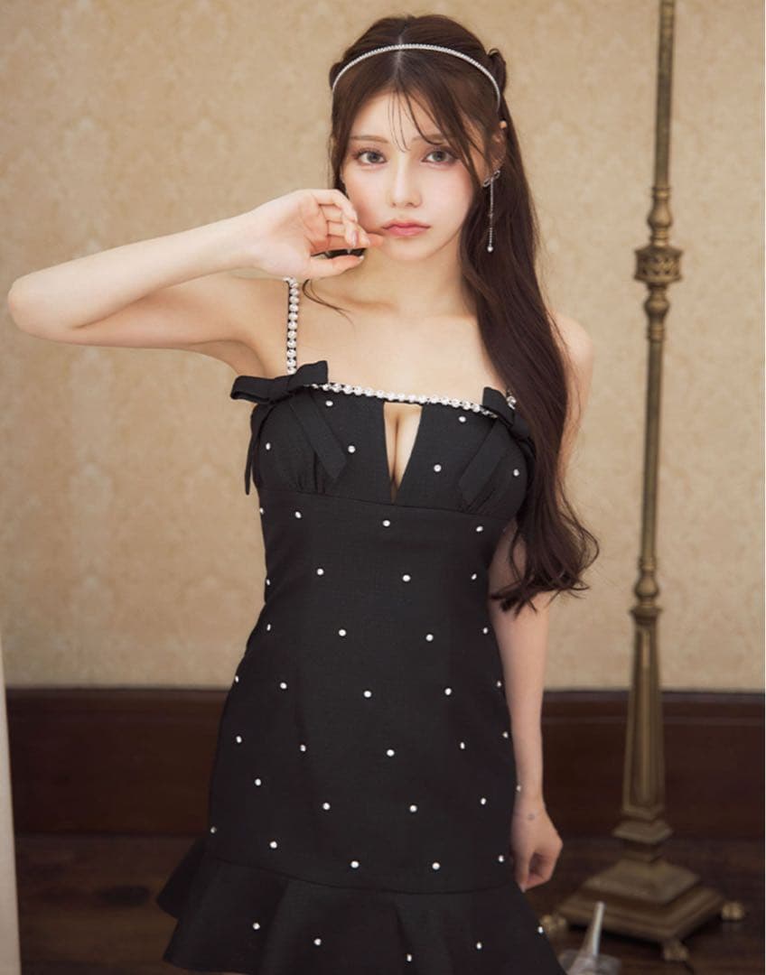 Jewels/キャバドレス/リボンマーメイドキャミソールドレス/黒/Sサイズ