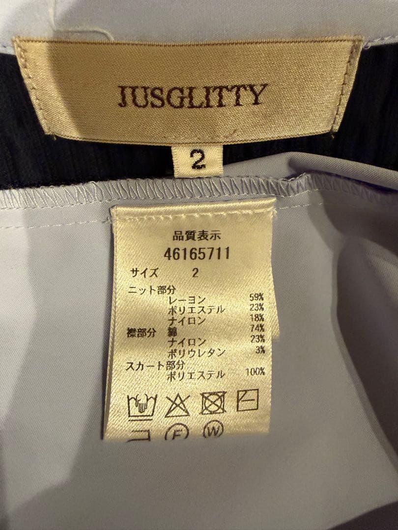 ジャスグリッティー　新作完売カラー鹿沼さん着用定価以下上品ドッキングワンピース