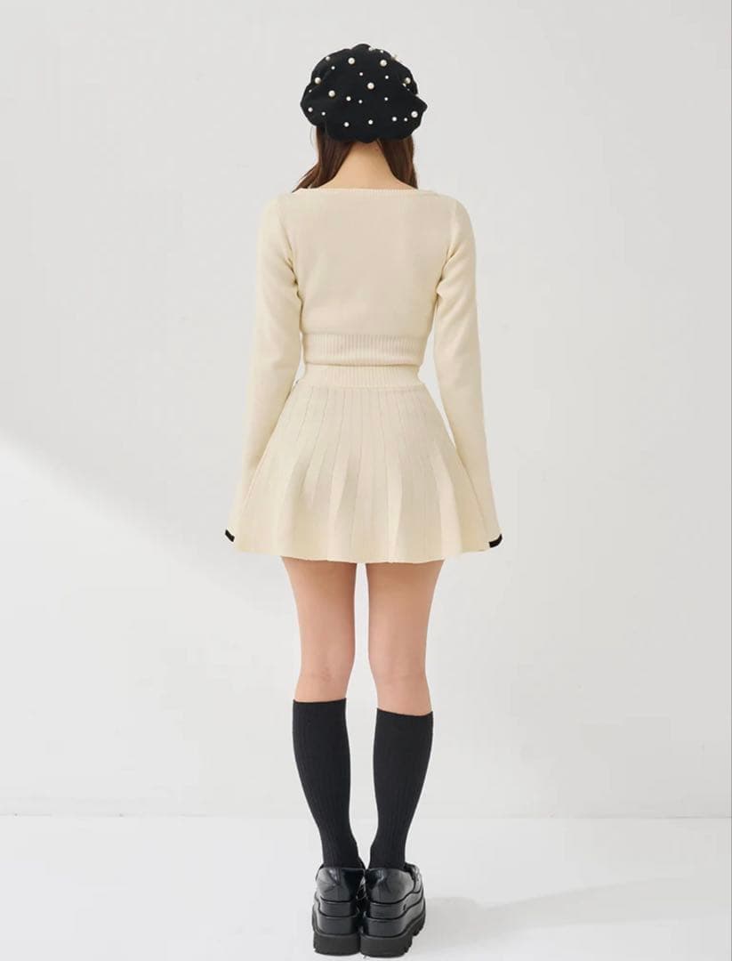 即日配送darichウエストオープンリボンデザインニットミニワンピースFleeL