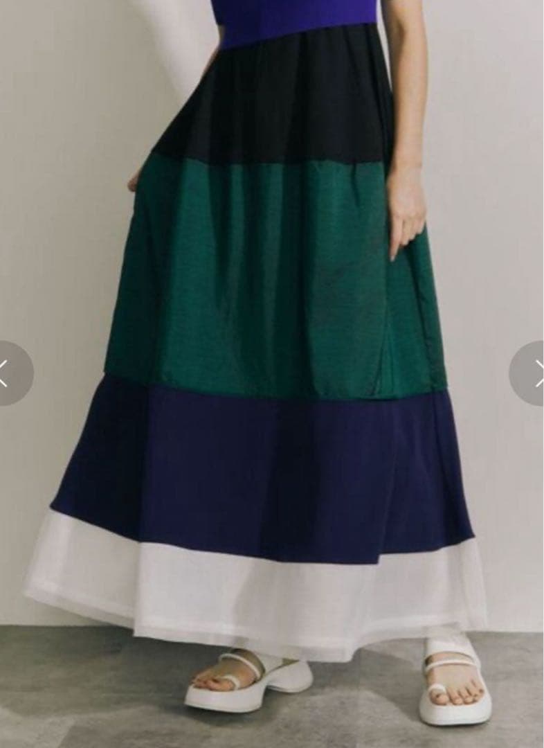 ワンピース UN3D. FABRIC MIX BORDER OP