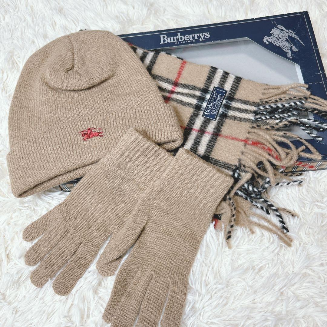 【未使用級】BURBERRY LONDONバーバリーキッズ　マフラー、帽子、手袋