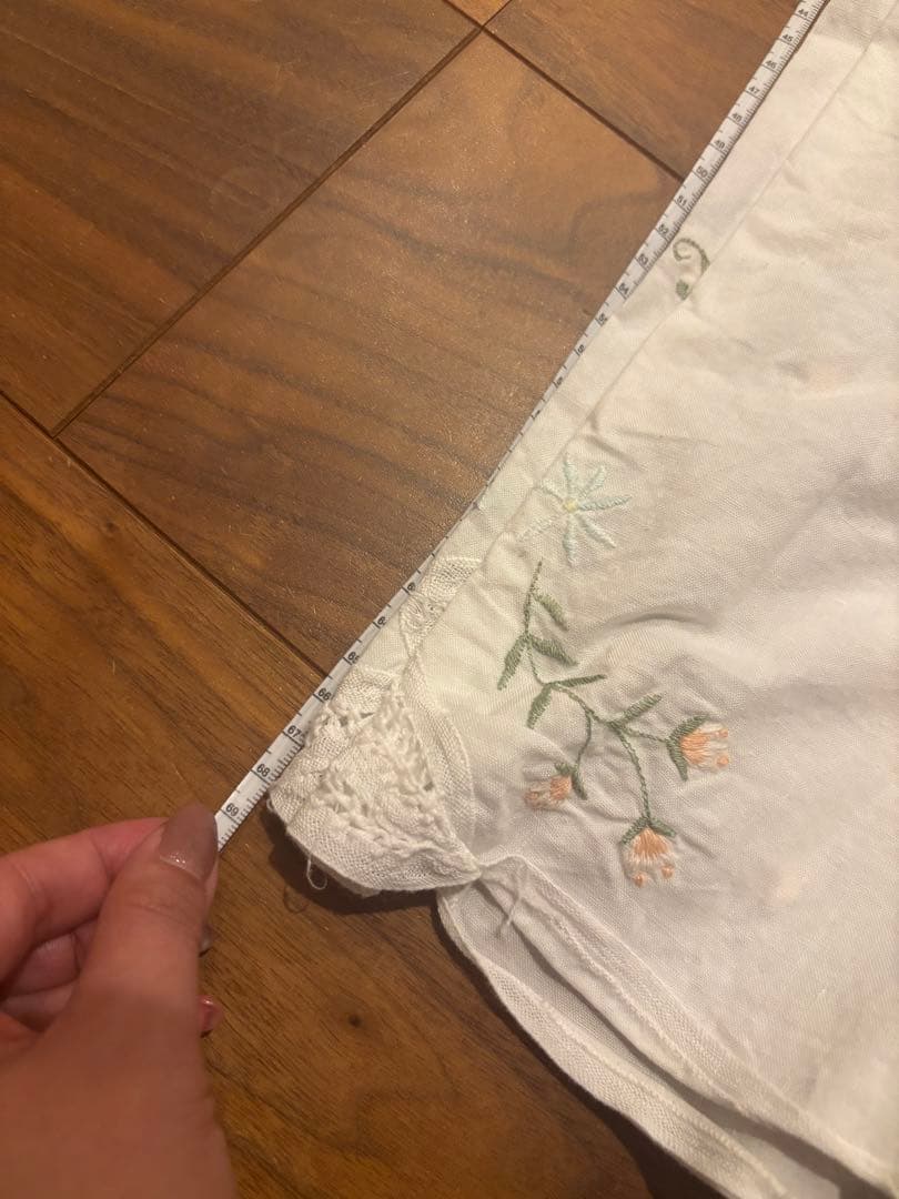 【arさま専用】刺繍入り ホワイト ワイドパンツ リメイク ビンテージレース