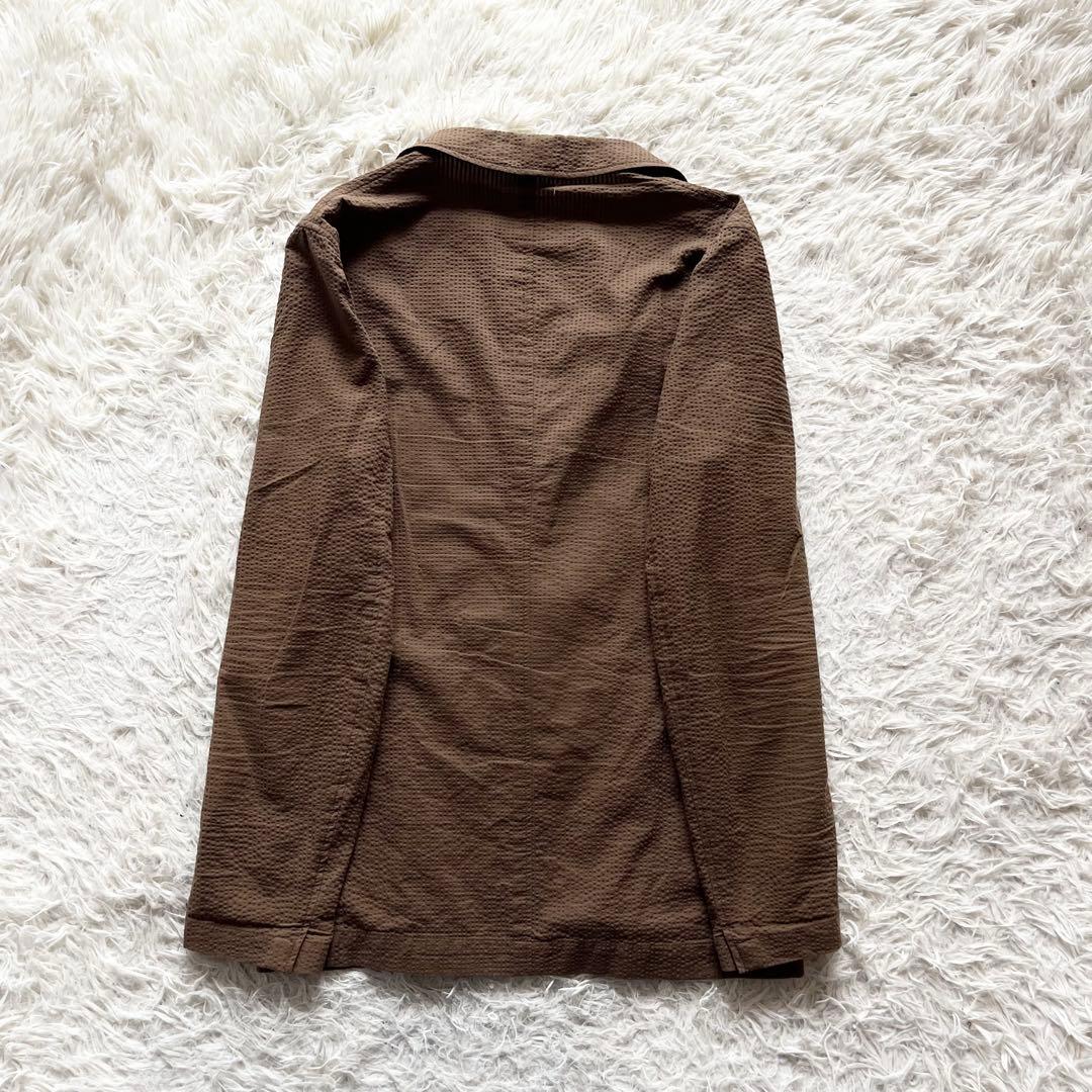 <美品>LARDINI 新ロゴ ブラウン シアサッカー ジャケット サイズ46