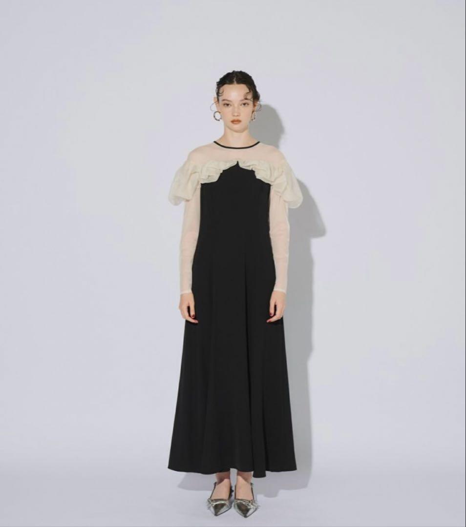 ANDRESD frills flare dress ドレス　ブラック