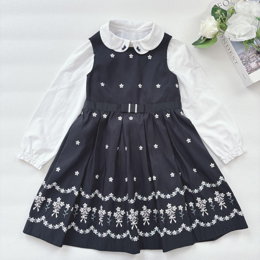 美品♡組曲 120 フォーマル 3点セット ワンピース スーツ 花柄