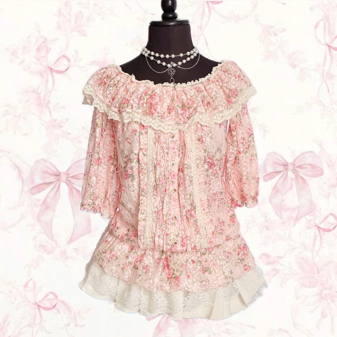 y2k LIZ LISA オフショルダー 花柄 パワーネット 姫ギャル 平成