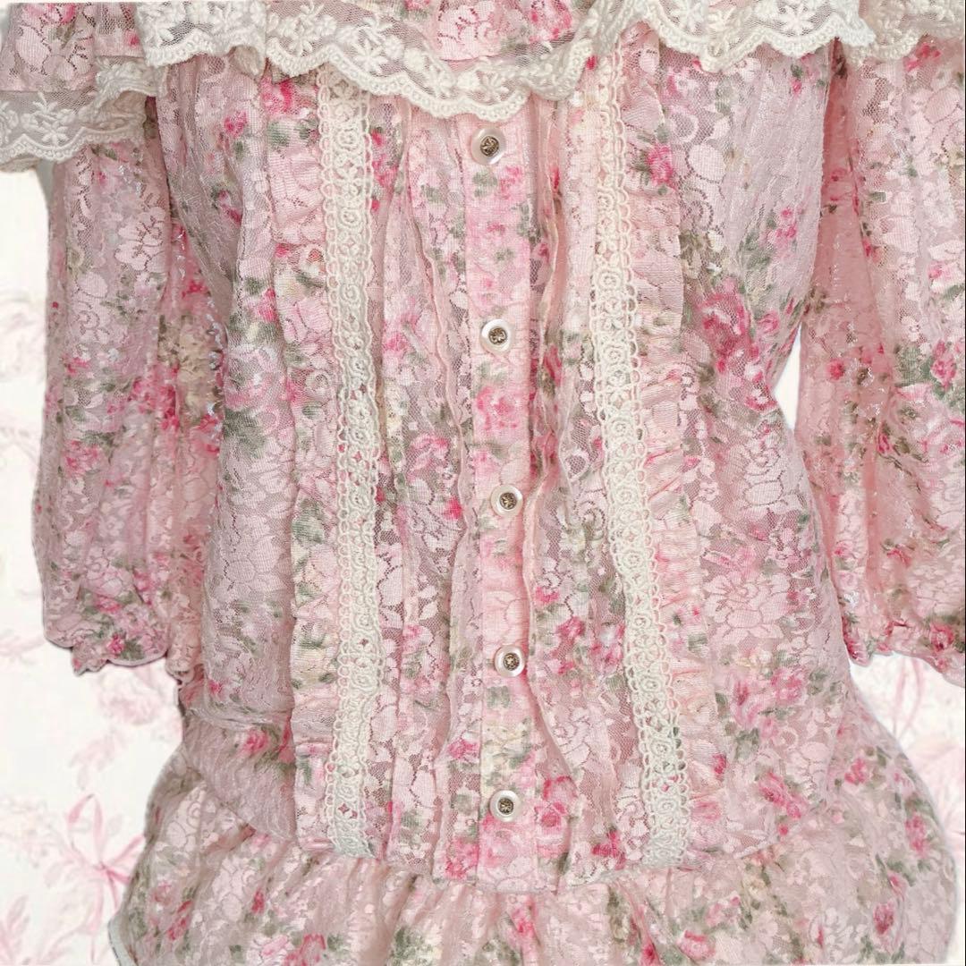 y2k LIZ LISA オフショルダー 花柄 パワーネット 姫ギャル 平成